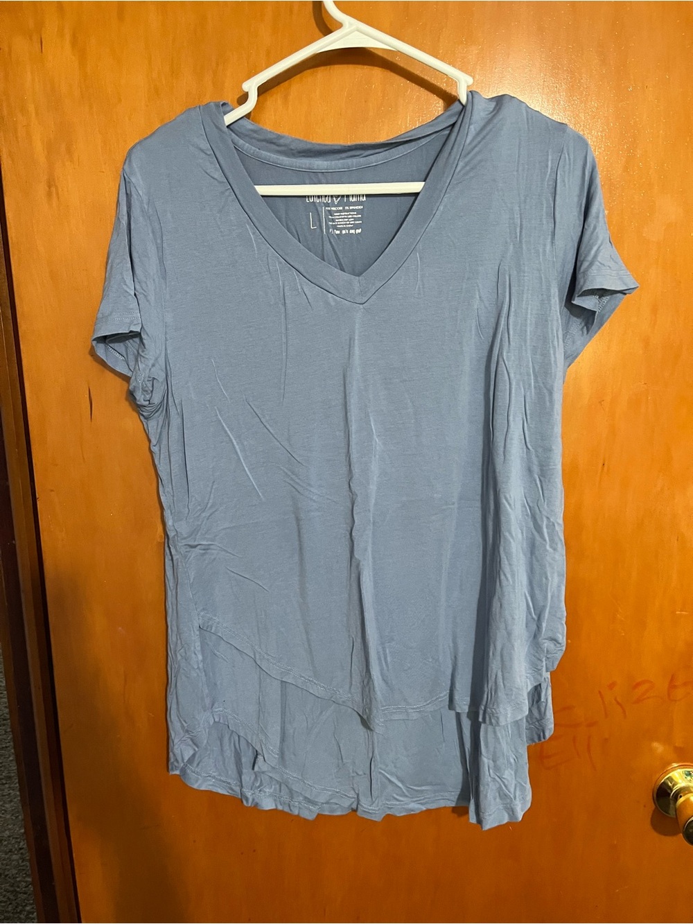 Latched Mama Dusty Blue V-Neck Short Sleeve Top